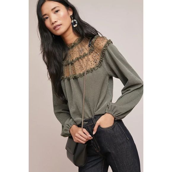 RARE Ranna Gill Anthropologie Bowen Ruffle Top NWT Medium - Picture 10 of 10